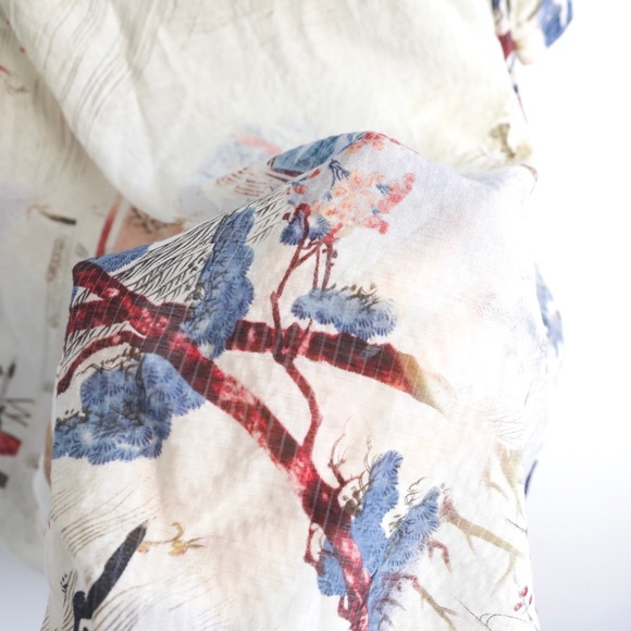 Lilibleu light linen cotton Japanese art print top - Picture 7 of 9